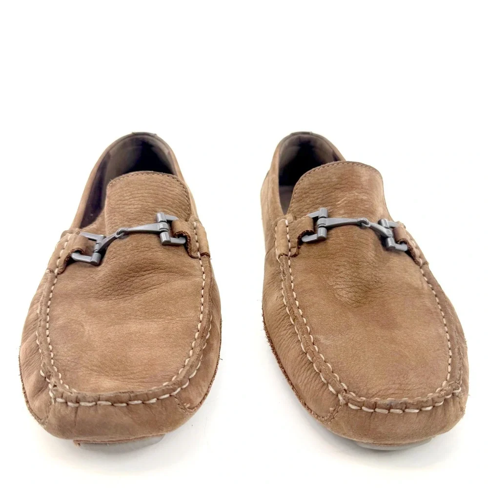 Cole Haan Grand.OS Driving Loafers Mens 9 Brown Suede Leather Horse Bit  Preppy